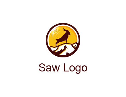 silhouette goat standing on mountain logo