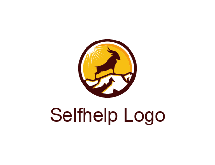 silhouette goat standing on mountain logo