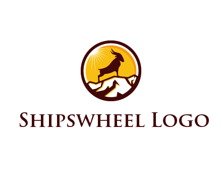 silhouette goat standing on mountain logo