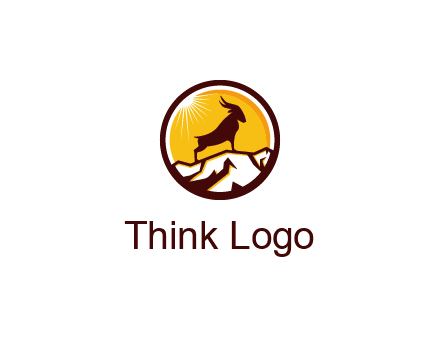 silhouette goat standing on mountain logo