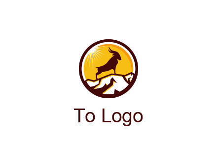 silhouette goat standing on mountain logo