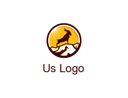 silhouette goat standing on mountain logo