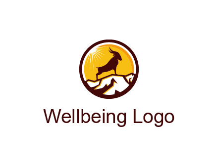 silhouette goat standing on mountain logo