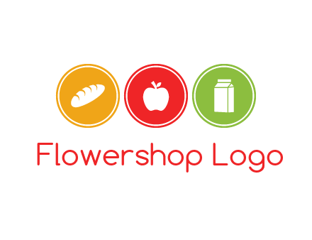 grocery in the centre of circle graphic