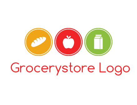 grocery in the centre of circle graphic