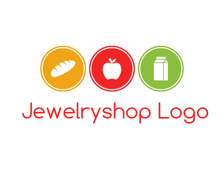 grocery in the centre of circle graphic