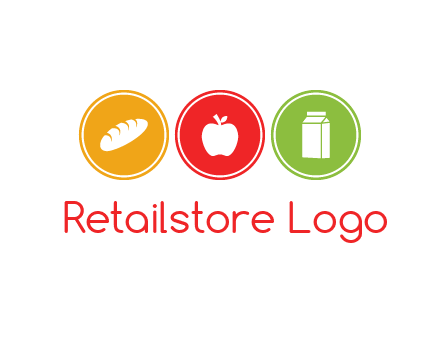grocery in the centre of circle graphic