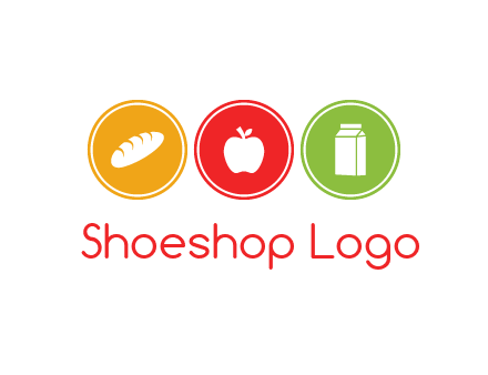 grocery in the centre of circle graphic