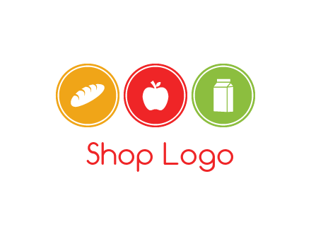 grocery in the centre of circle graphic