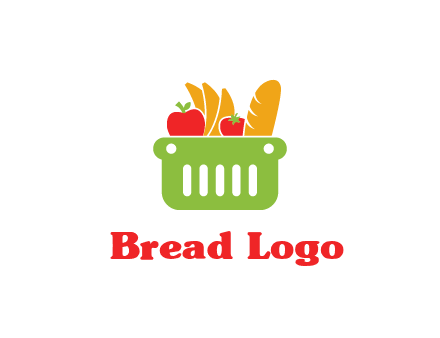 grocery in basket illustration
