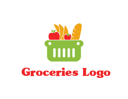 grocery in basket illustration