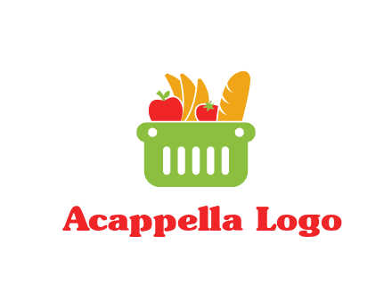 grocery in basket illustration
