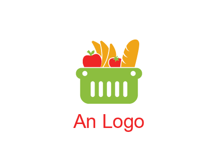 grocery in basket illustration