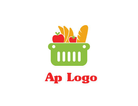 grocery in basket illustration