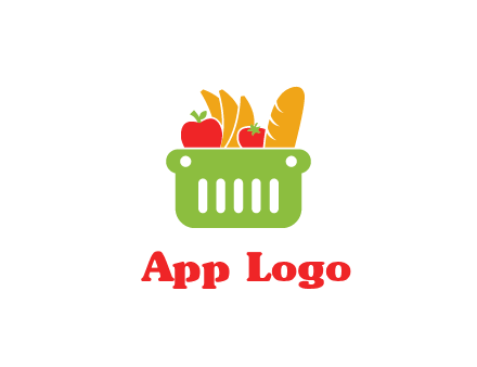 grocery in basket illustration
