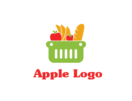grocery in basket illustration