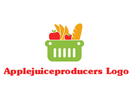 grocery in basket illustration