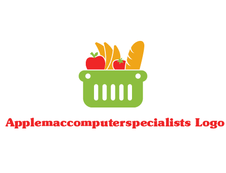 grocery in basket illustration