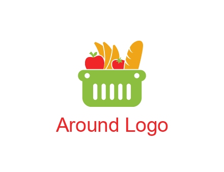 grocery in basket illustration
