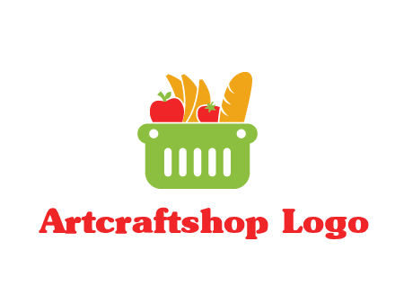 grocery in basket illustration