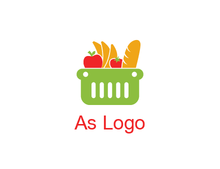 grocery in basket illustration