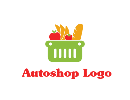 grocery in basket illustration