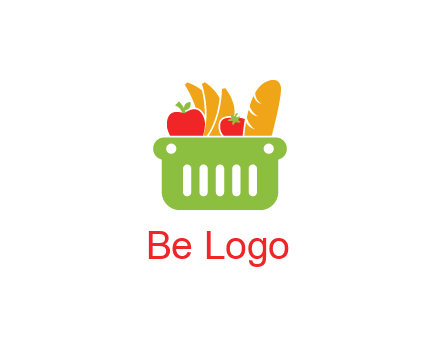 grocery in basket illustration