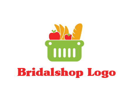 grocery in basket illustration