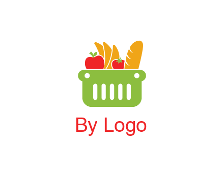 grocery in basket illustration