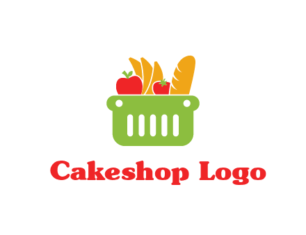 grocery in basket illustration
