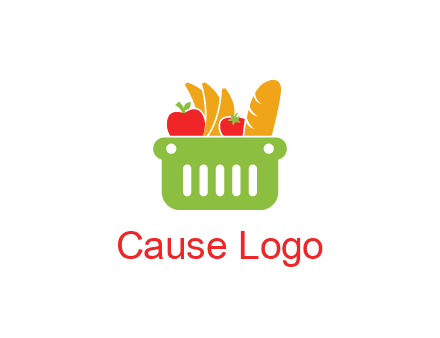 grocery in basket illustration