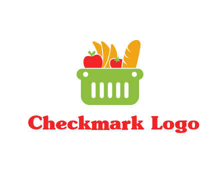 grocery in basket illustration