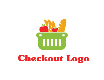 grocery in basket illustration