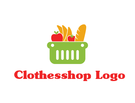 grocery in basket illustration