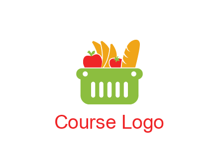grocery in basket illustration