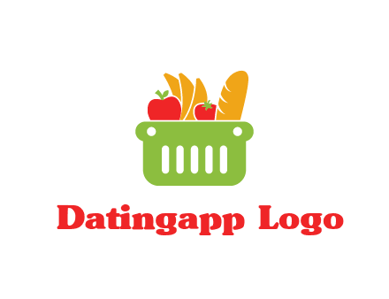 grocery in basket illustration
