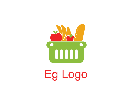 grocery in basket illustration