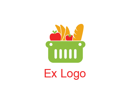 grocery in basket illustration
