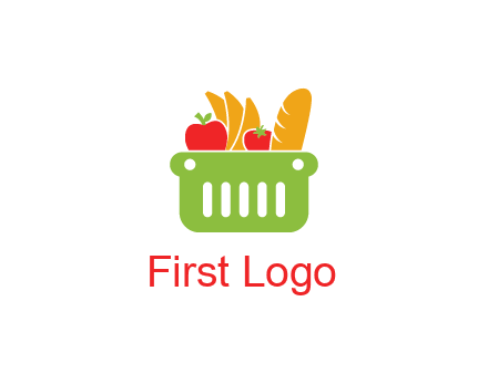 grocery in basket illustration