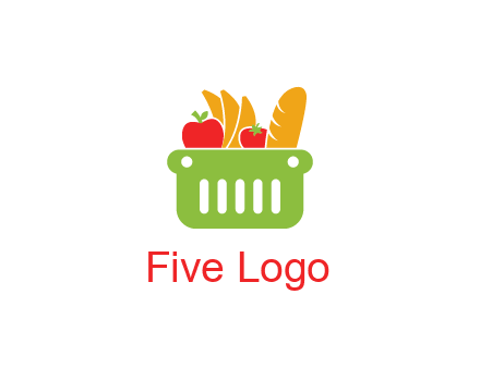 grocery in basket illustration
