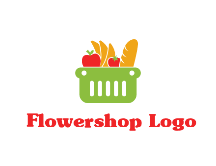 grocery in basket illustration