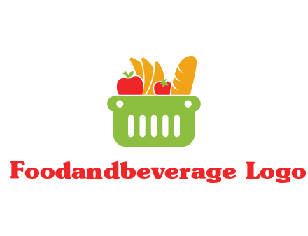 grocery in basket illustration