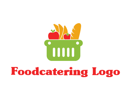 grocery in basket illustration