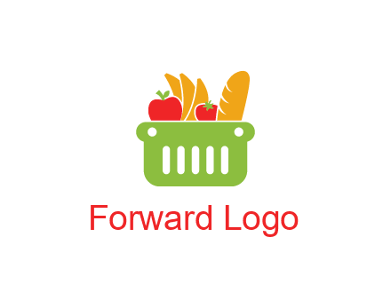 grocery in basket illustration
