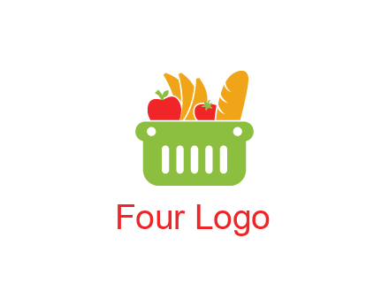 grocery in basket illustration