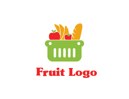 grocery in basket illustration