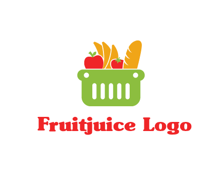 grocery in basket illustration