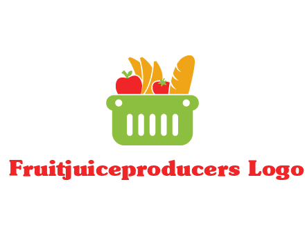 grocery in basket illustration