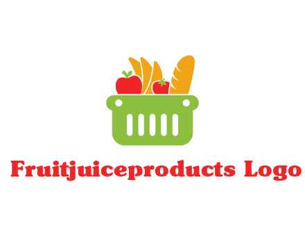 grocery in basket illustration