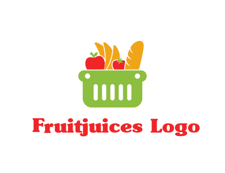 grocery in basket illustration